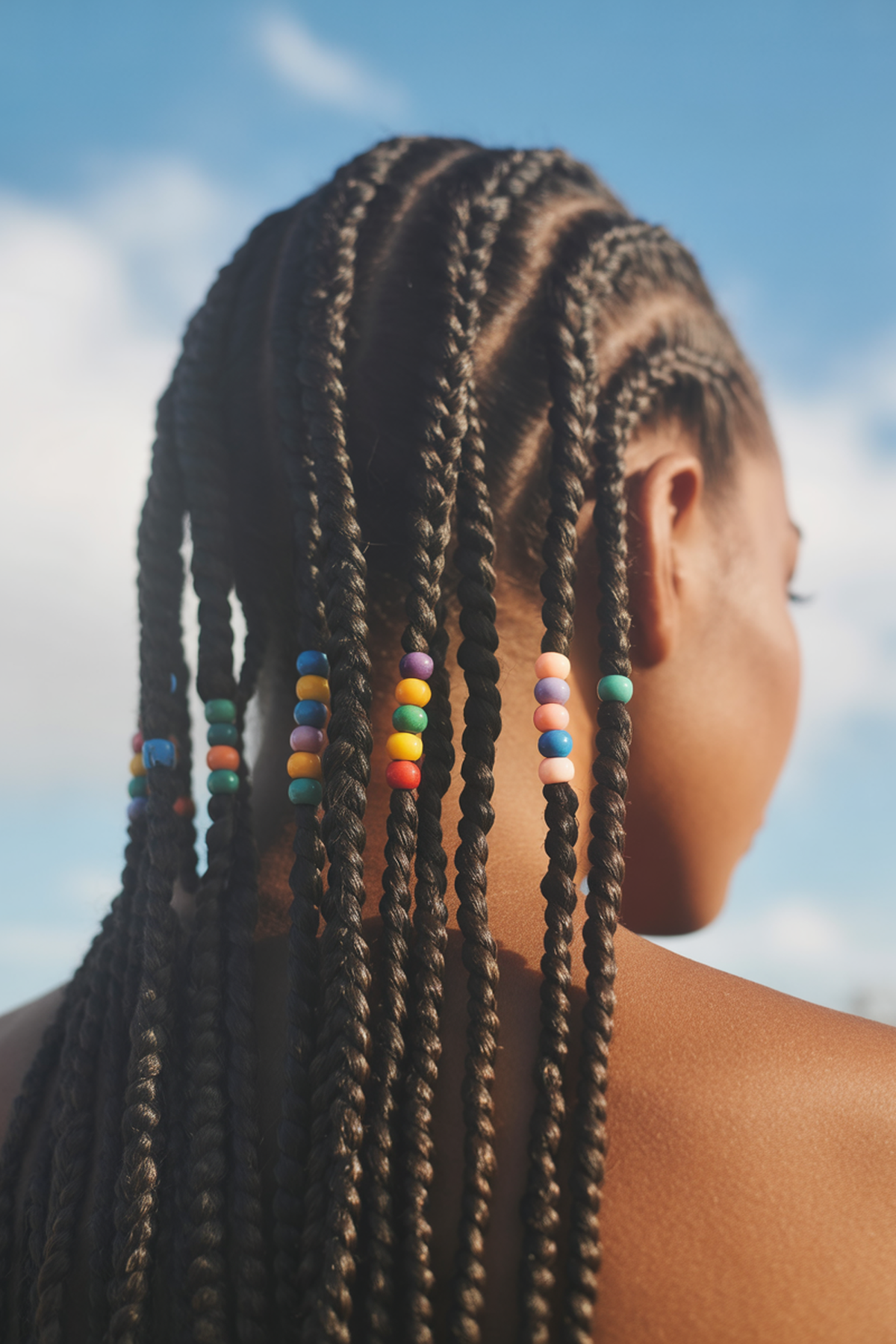 Cornrows with Colorful Beads at the Ends