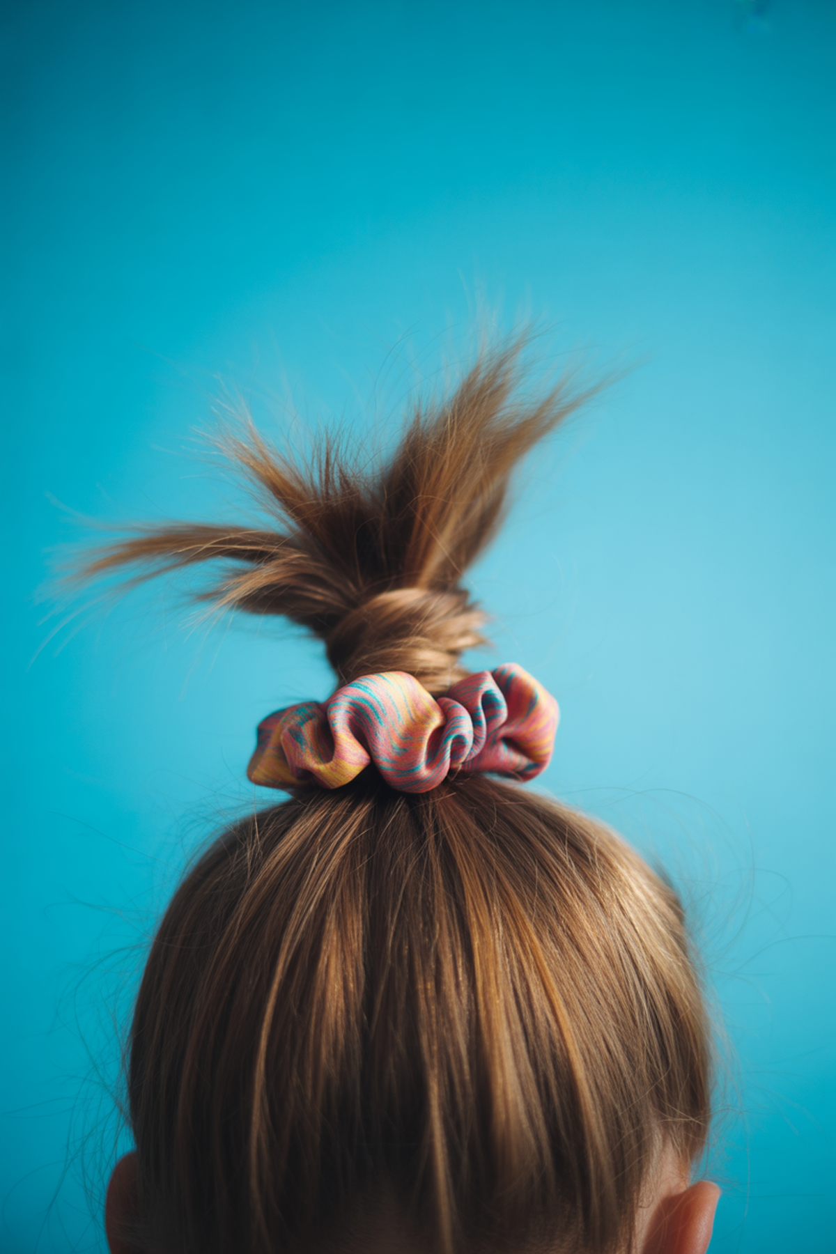 Top Knot Ponytail with Colorful Scrunchie