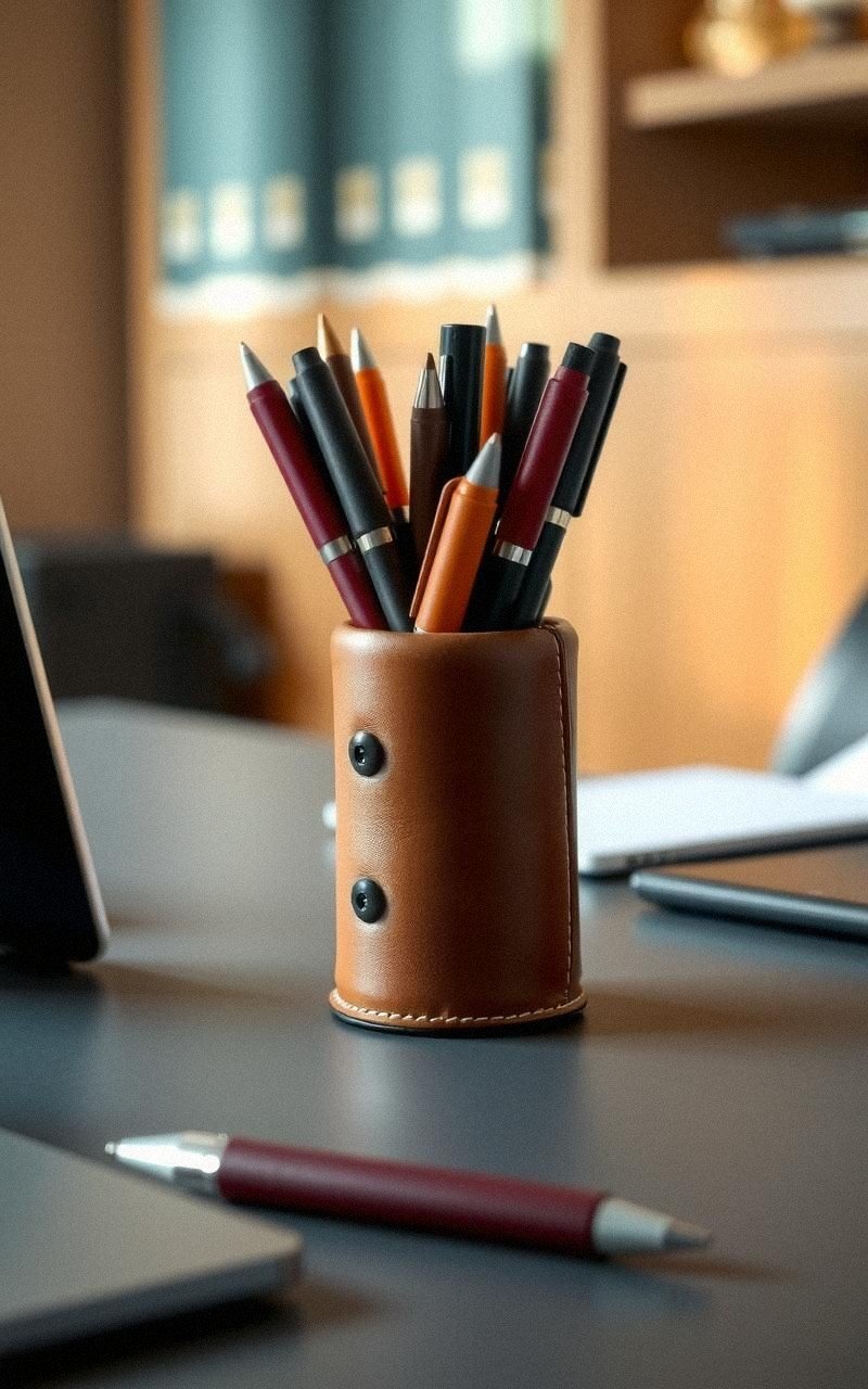 Construct a Leather Pen Holder for Desk