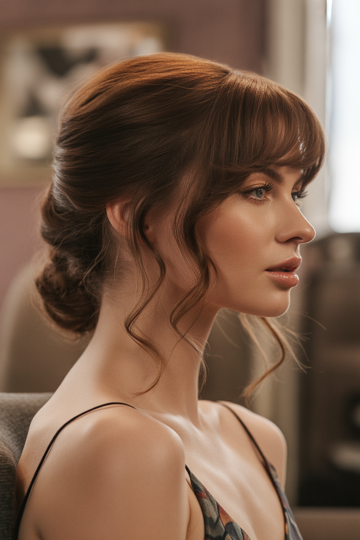 Side-Swept Curly Bangs With Loose Layers