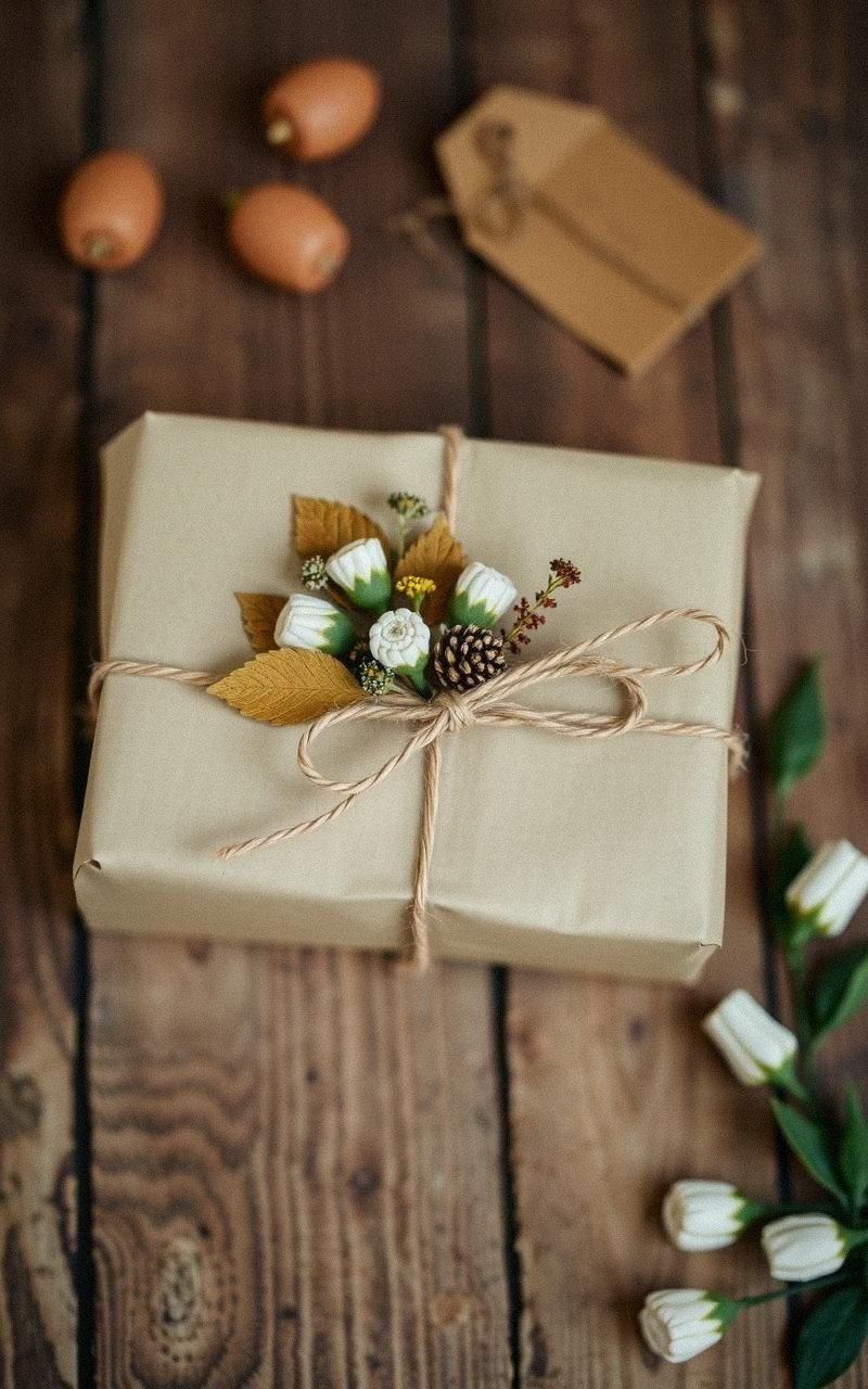 Decorate Gift Wrap with Dried Flower Embellishments