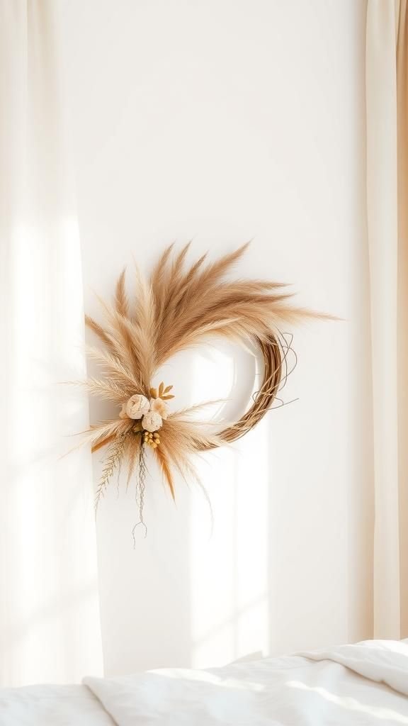 Pampas Grass And Dried Floral Hoop Wreath