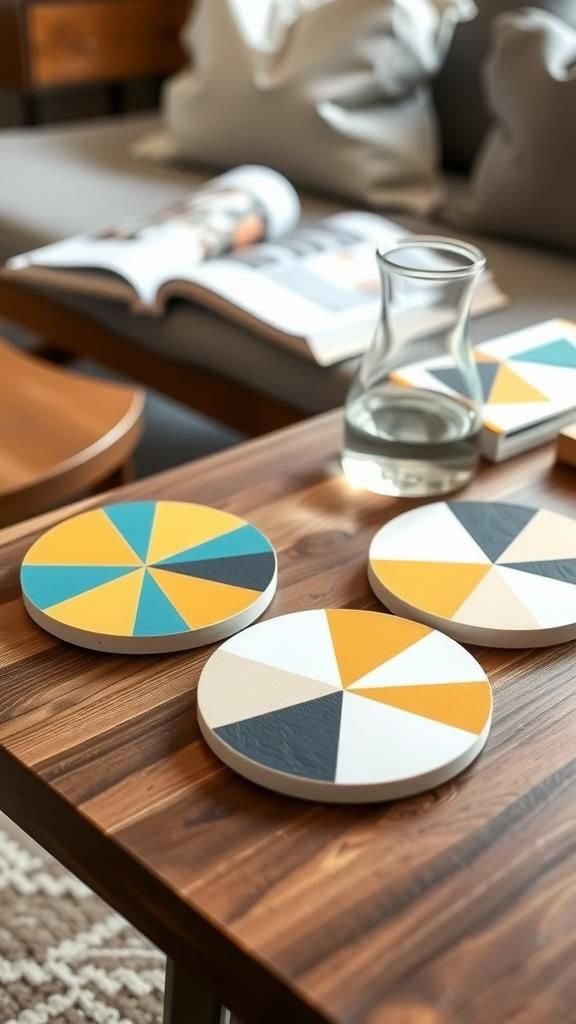 Mid-Century Geometric Coasters In Bold Hues