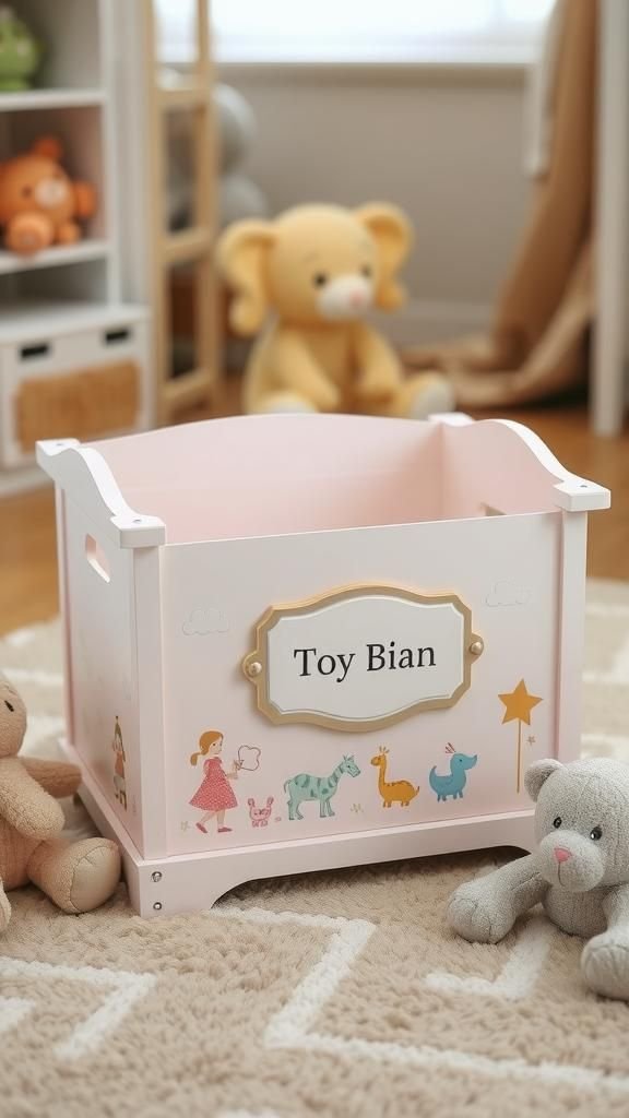 Whimsical Toy Storage Bin With Storybook Scenes