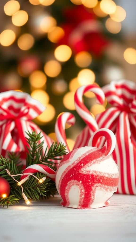 Peppermint Candy Cane Twisted Holiday Bombs