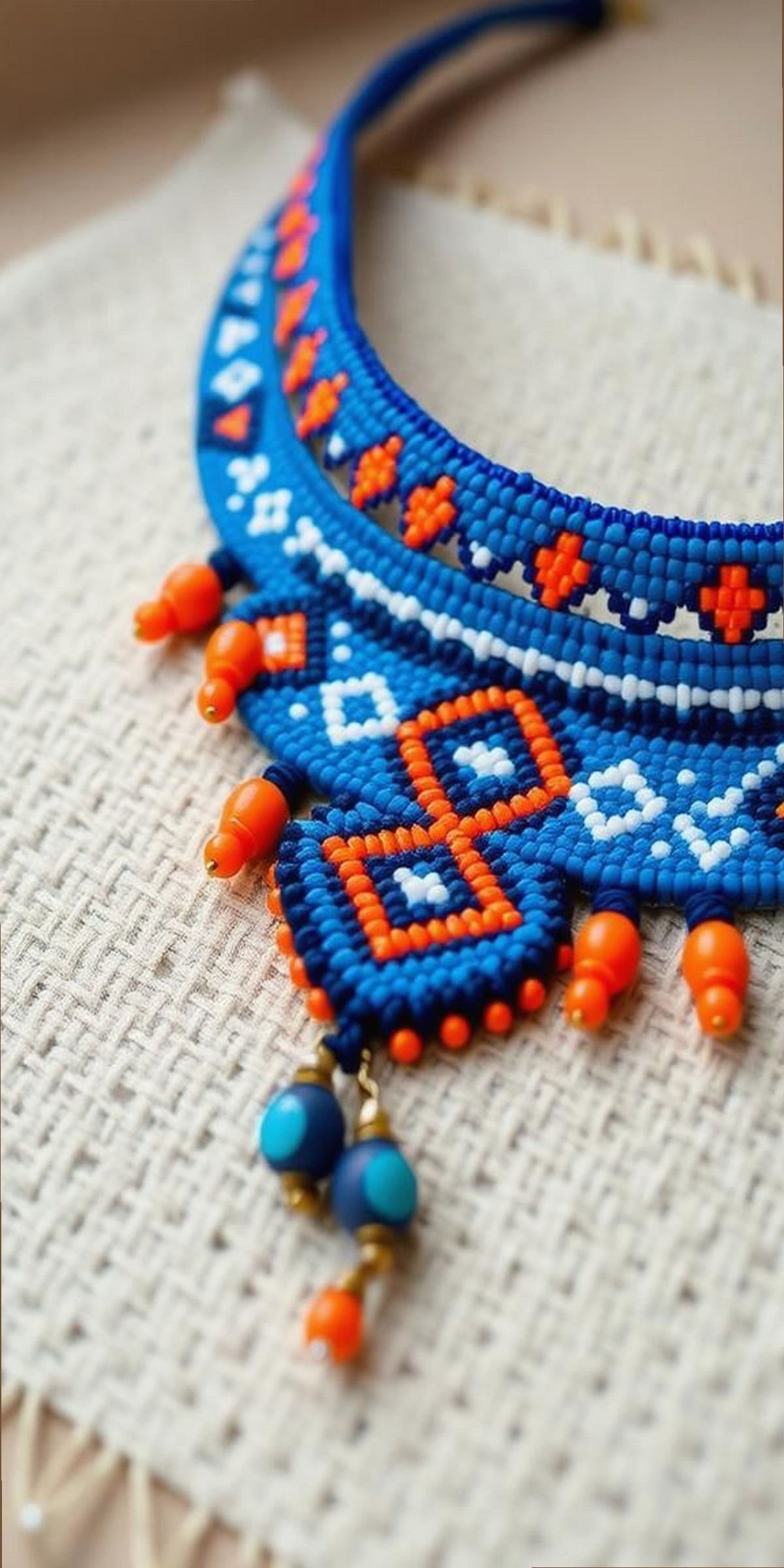 Seed Bead Choker With Geometric Patterns