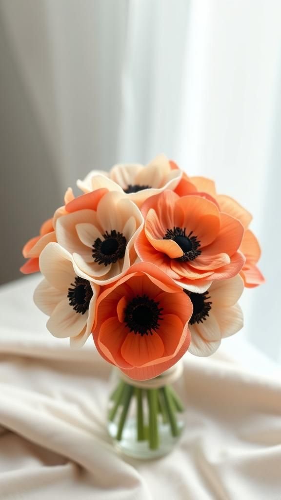 Embroidered-Edge Anemones And Poppy Medley