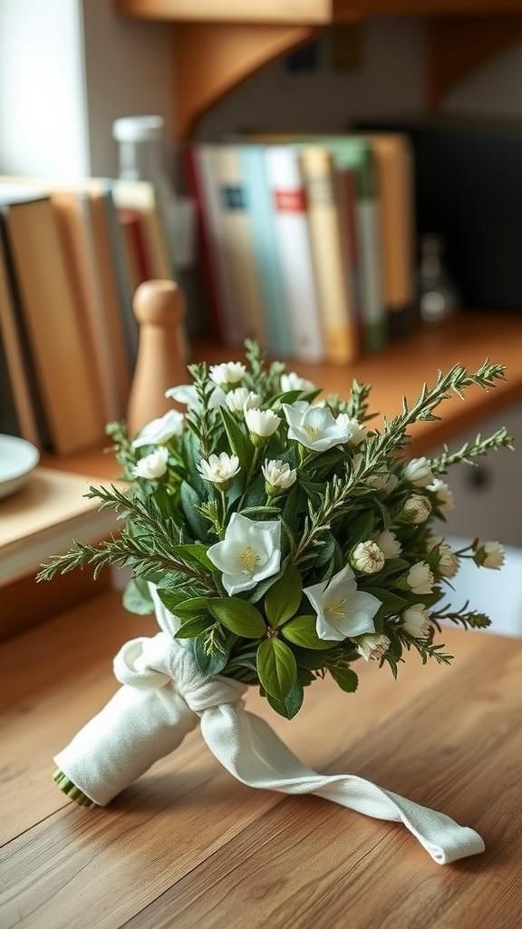 Herb Garden Bouquet With Rosemary Accents