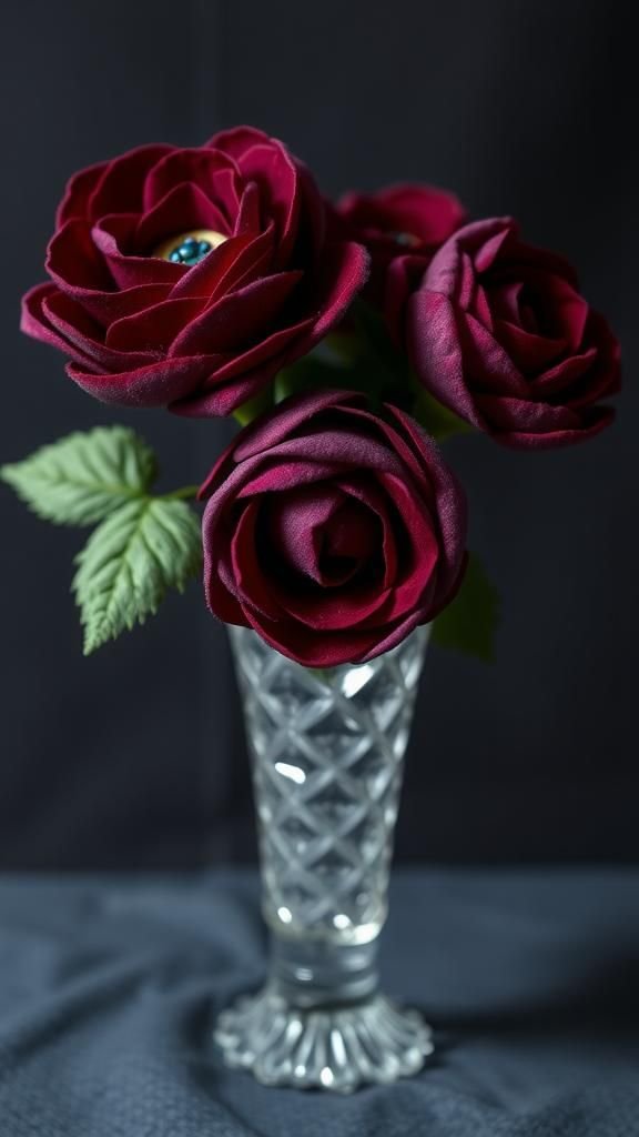 Jewel-Tone Ranunculus Cluster In Cut Glass