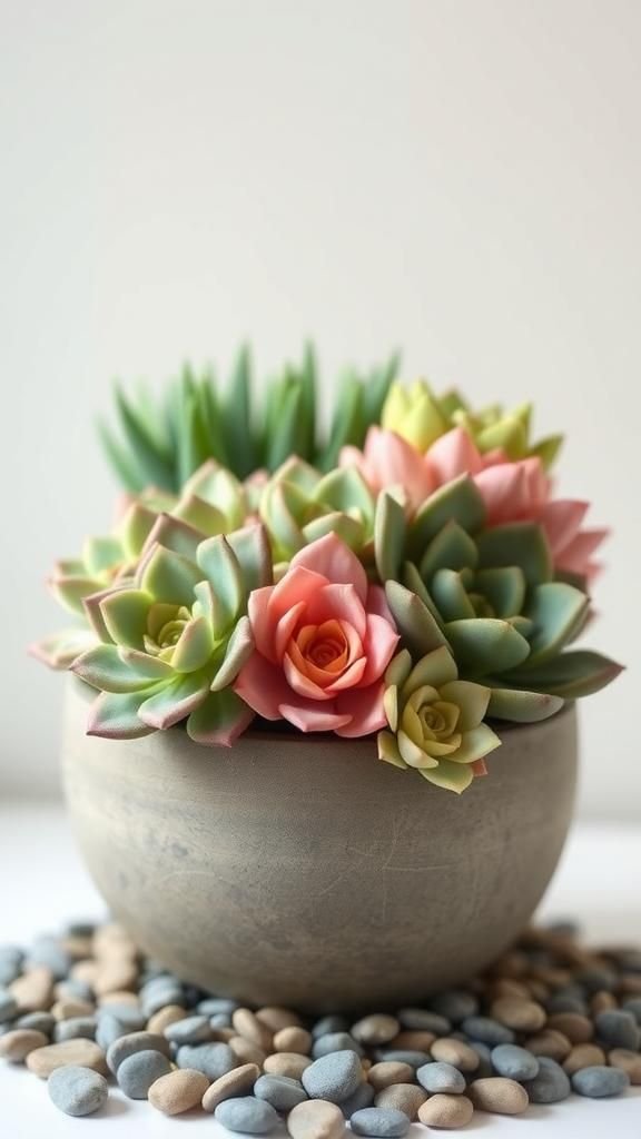 Succulent Rosettes With Garden Bloom Add-Ins