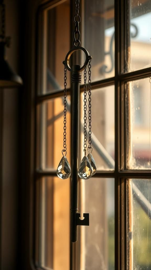 Vintage Key And Crystal Charm Chime