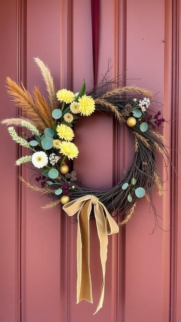 Dried Flower Wreath on Grapevine Base