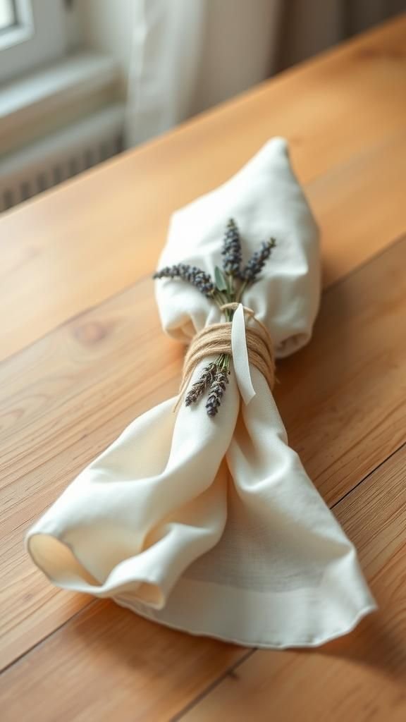 Napkin Rings Wrapped with Dried Sprigs