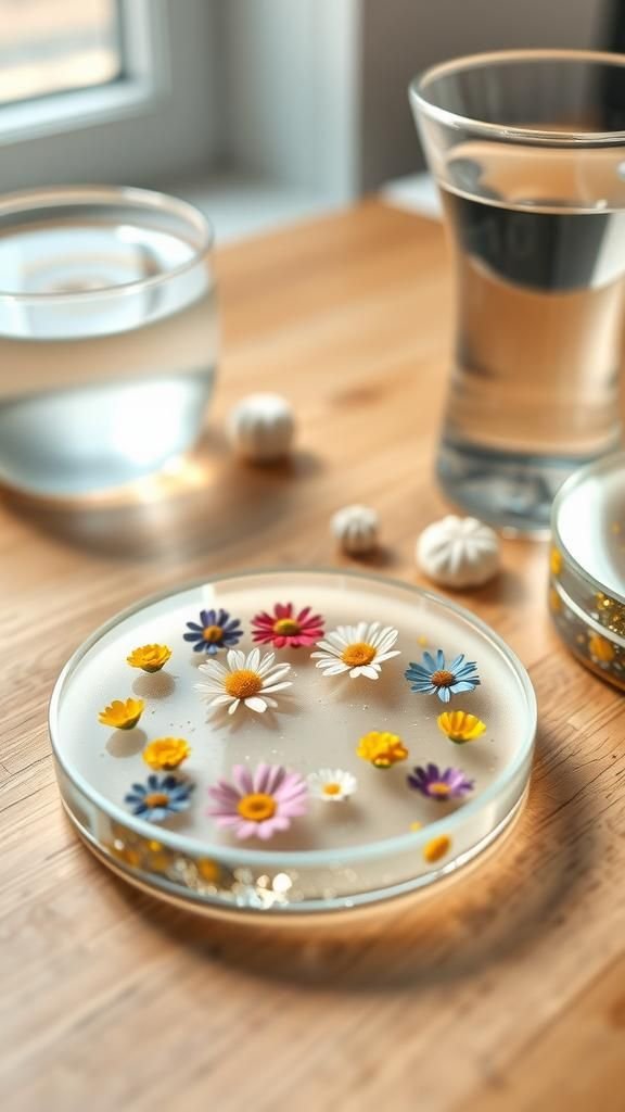 Resin Coasters With Dried Wildflowers Set