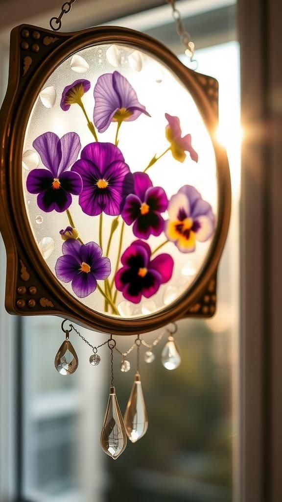 Sun Catcher with Pressed Blooms and Beads