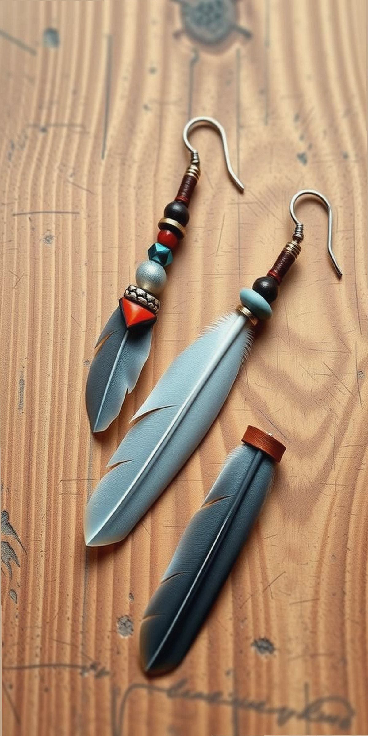 Boho Chic Feather Earrings With Natural Elements