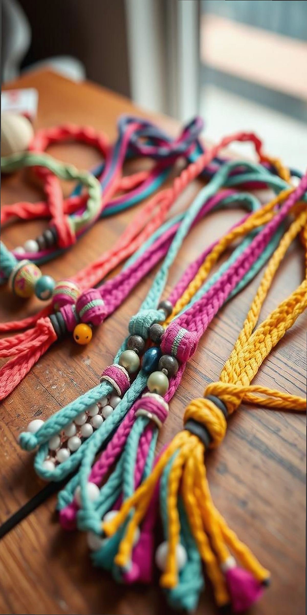 Bright Friendship Necklaces With Colorful Threads