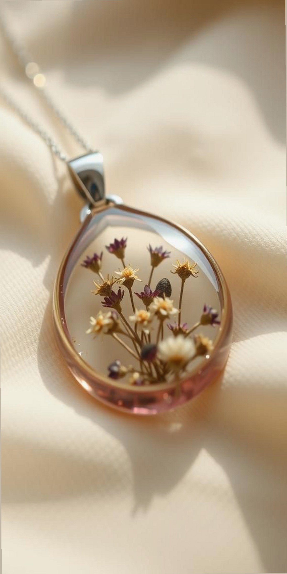 Colorful Resin Pendants With Embedded Flowers