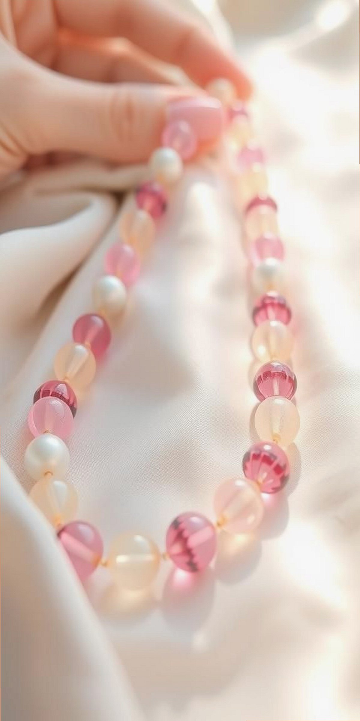 Elegant Glass Bead Necklaces With Soft Pastels