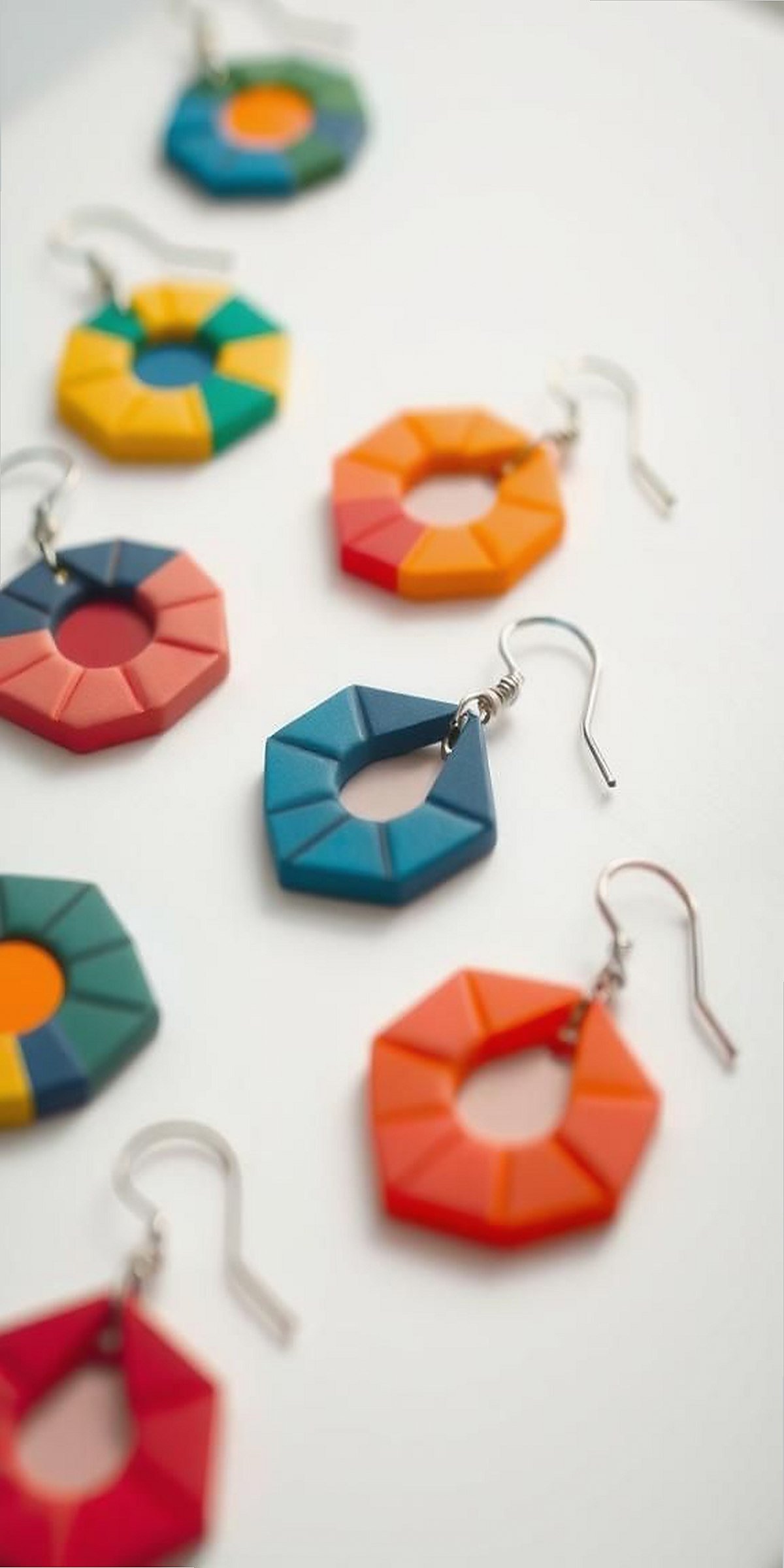 Geometric Clay Earrings With Bold Shapes