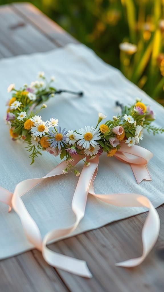 Breezy Meadow Wildflower Crown With Loose Stems