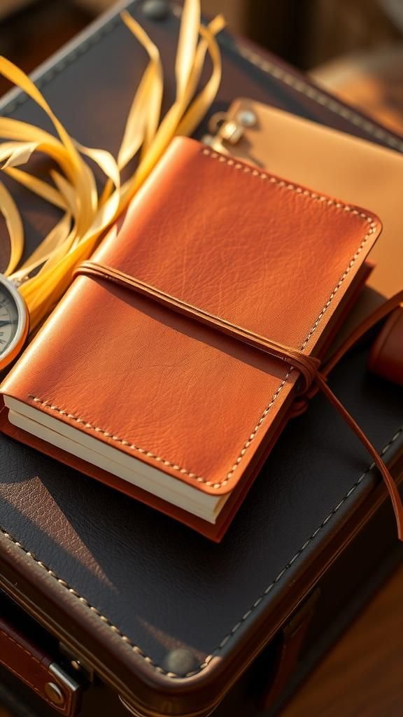 Leather Wrap Travel Journal With Rustic Tie