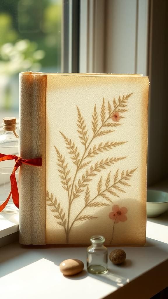 Pressed-Botanical Journal With Petals Under Vellum