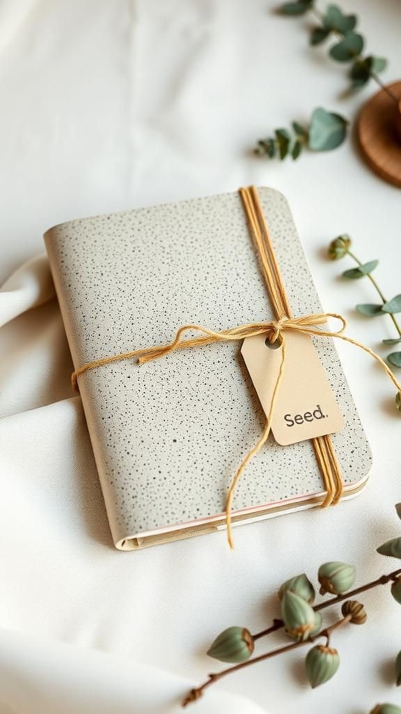 Speckled Recycled-Paper Notebook With Kraft Charm
