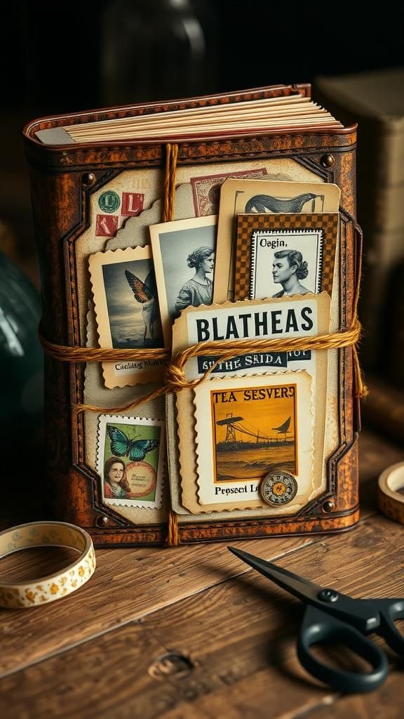 Textured Junk Journal With Ephemera And Pockets