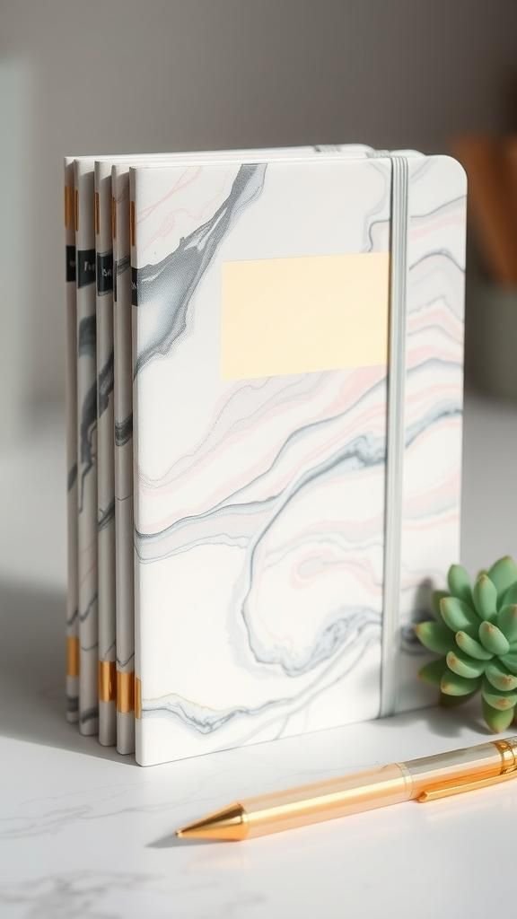 Marbled Paper Notebooks With Label Panels