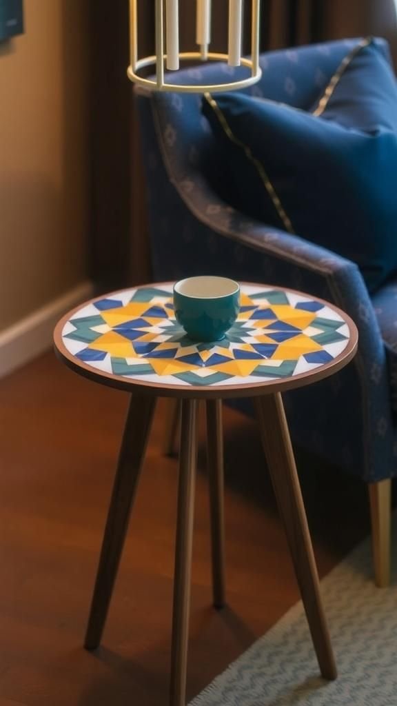 Paper Mosaic Tabletop With Geometric Pattern