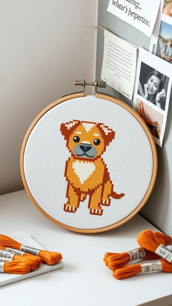 Pixel Pet Portrait With Modern Grid Charm