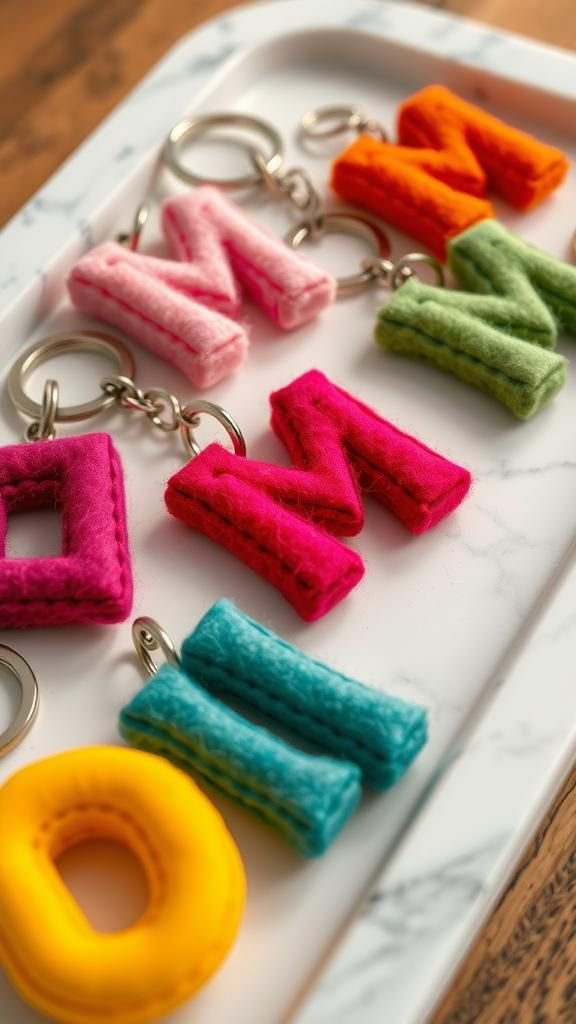 Monogrammed Letter Keychains With Color Pops