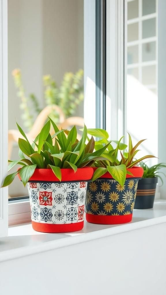 Fabric-Covered Planter Caches For Fresh Greenery