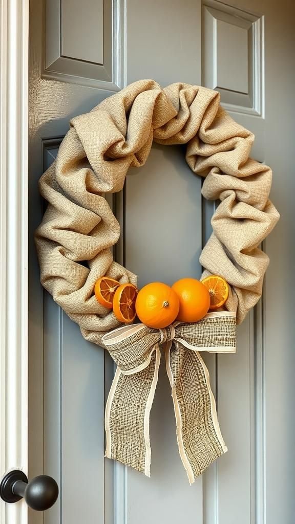 Fabric-Wrapped Wreath Form With Seasonal Accents
