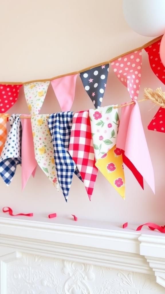 Festive Fabric Bunting Garland For Parties And Mantels