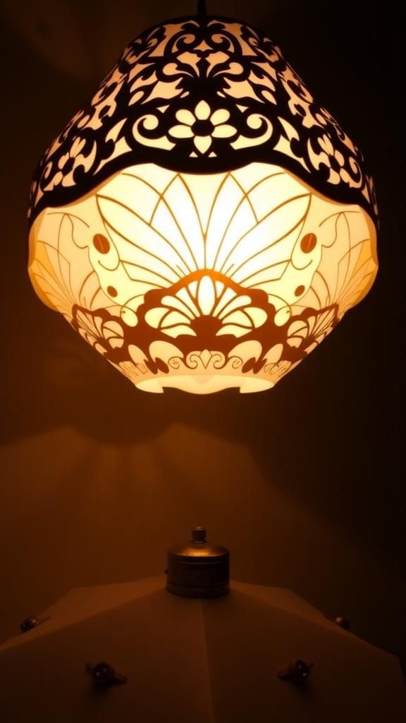 Art Deco Paper Cut Lampshade With Fan Motifs