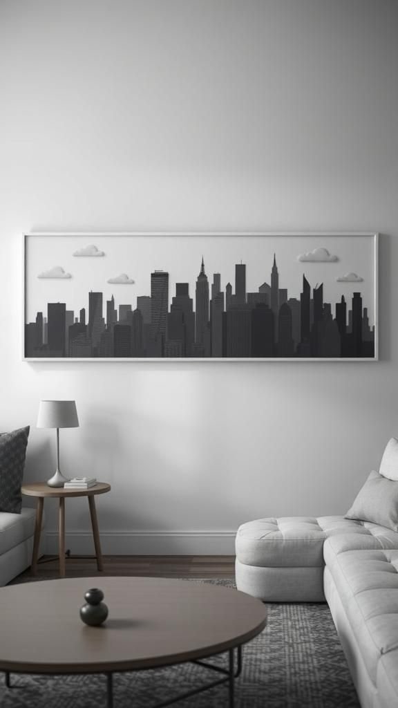 City Skyline Panorama In Monochrome Layers