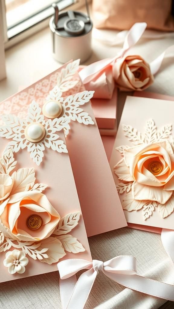 Floral Lace Greeting Cards With Filigree Petals