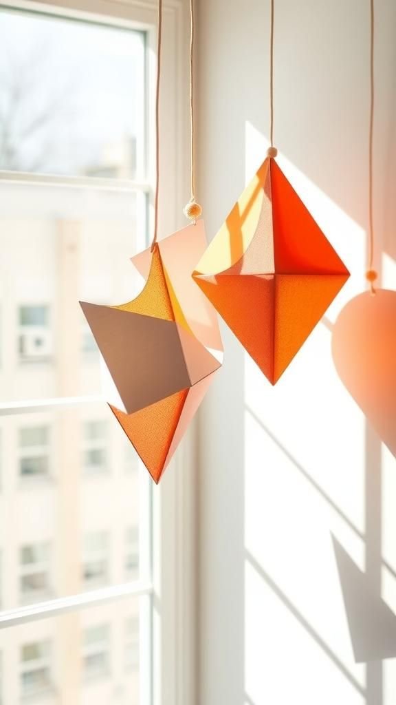 Geometric Pattern Window Hangings In Translucent Paper