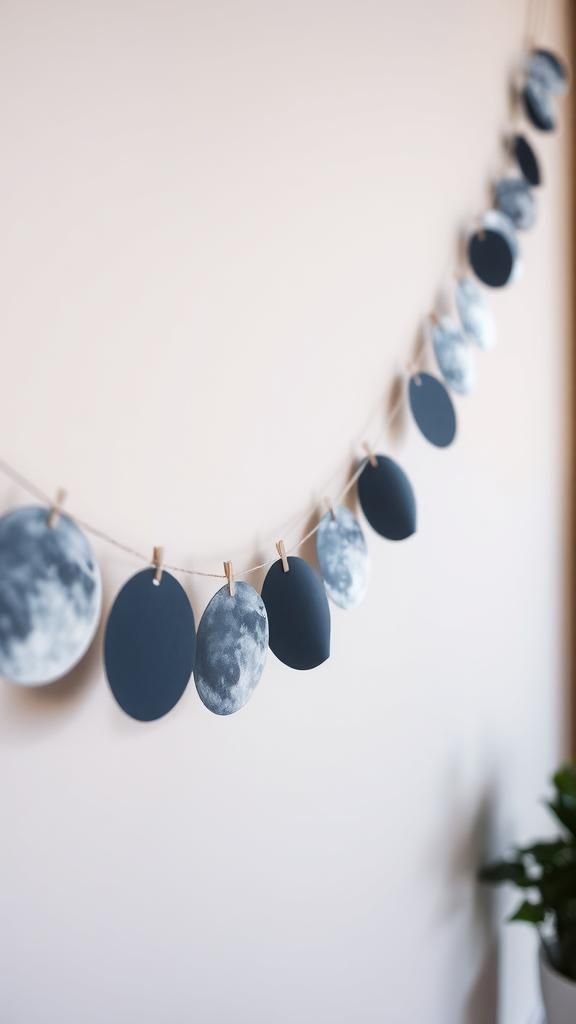 Lunar Phases Garland With Metallic Accents