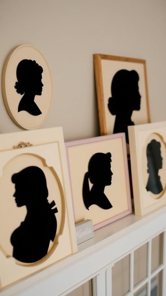 Papercut Portrait Cameo Frames With Silhouettes