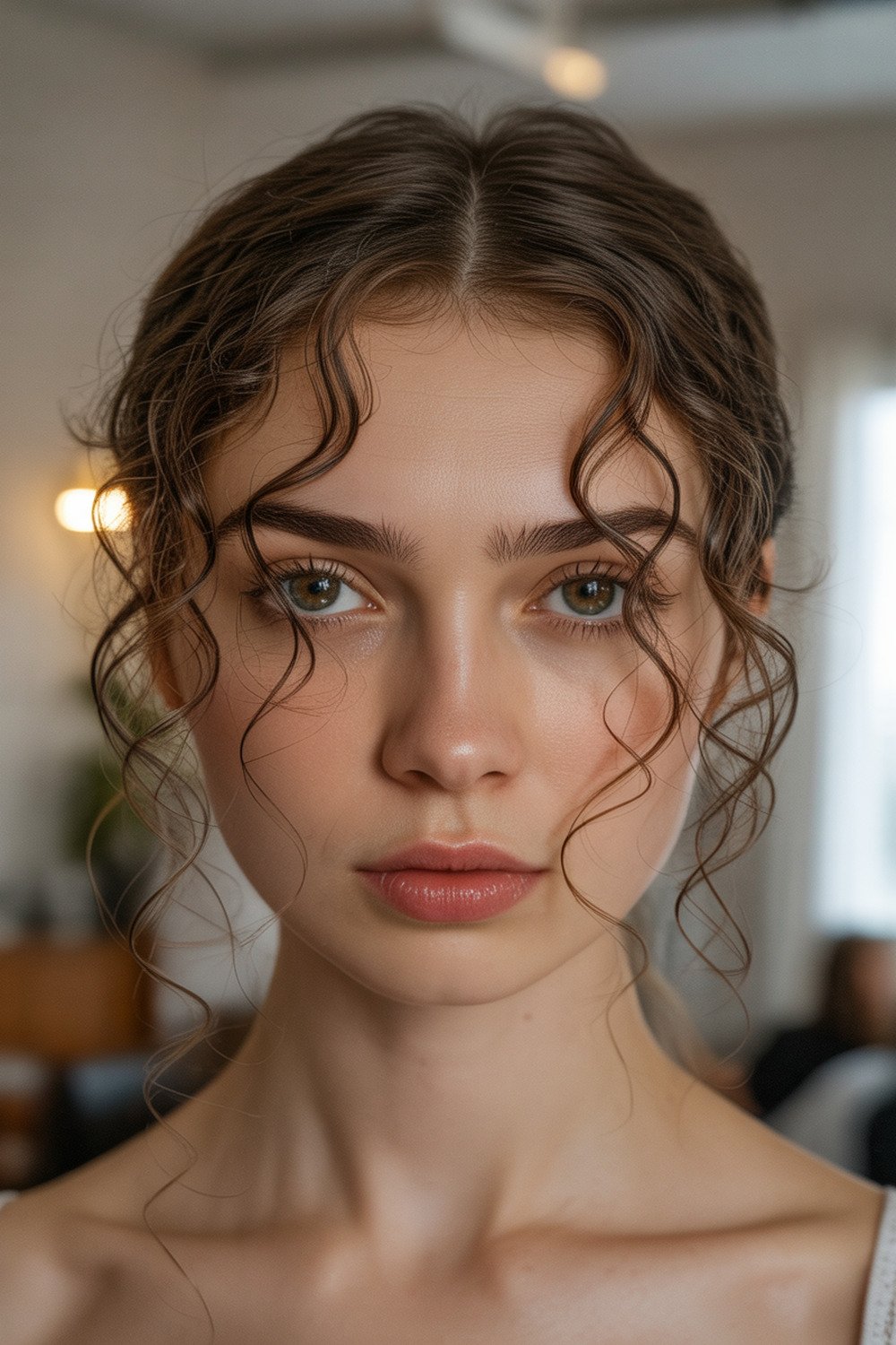 Playful Curled Updo With Wispy Strands