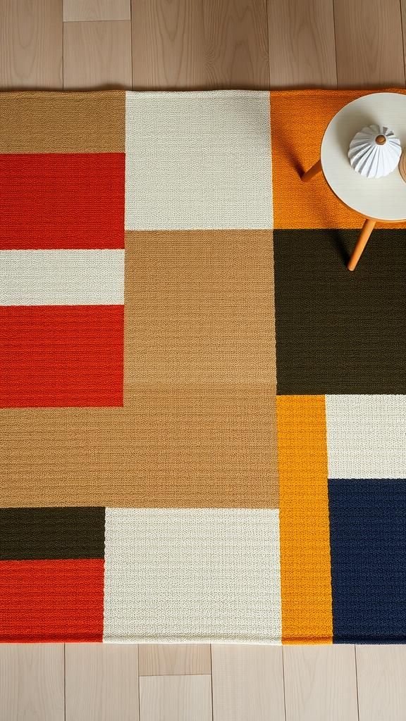 Color-Blocked Area Rug With Subtle Relief