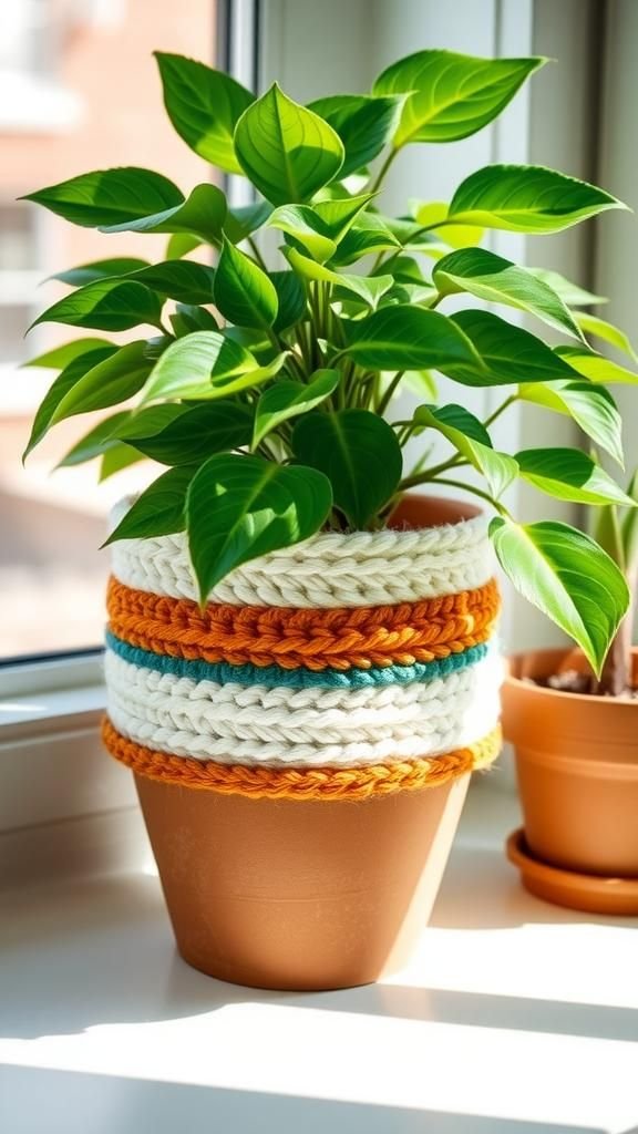 Planter Sleeves With Boho Fringe Texture