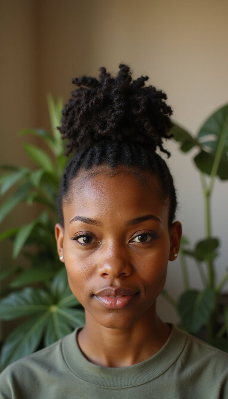 Bantu Knot Out Updo For Patterned Volume