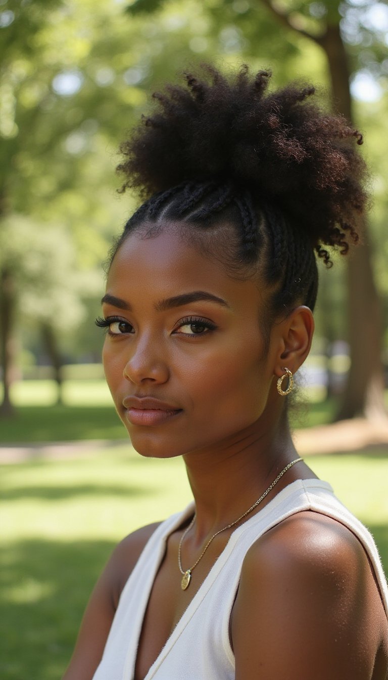 Half-Up High Puff With Braided Base