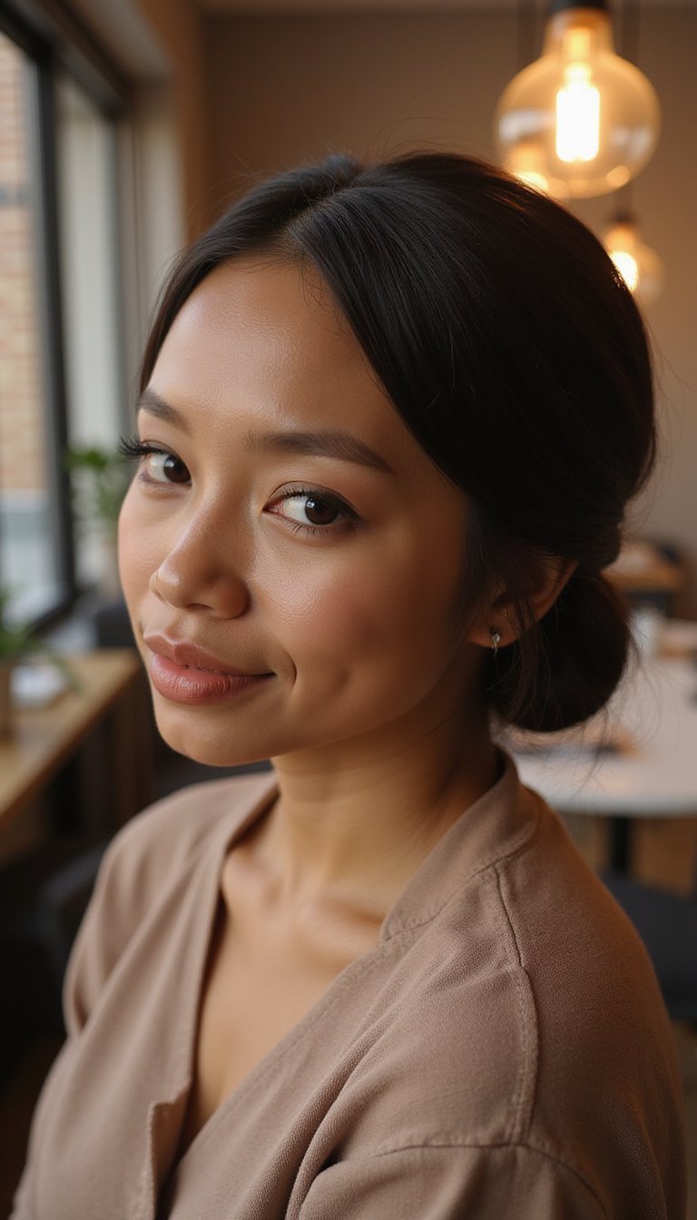 Sleek Low Bun With Deep Side Part