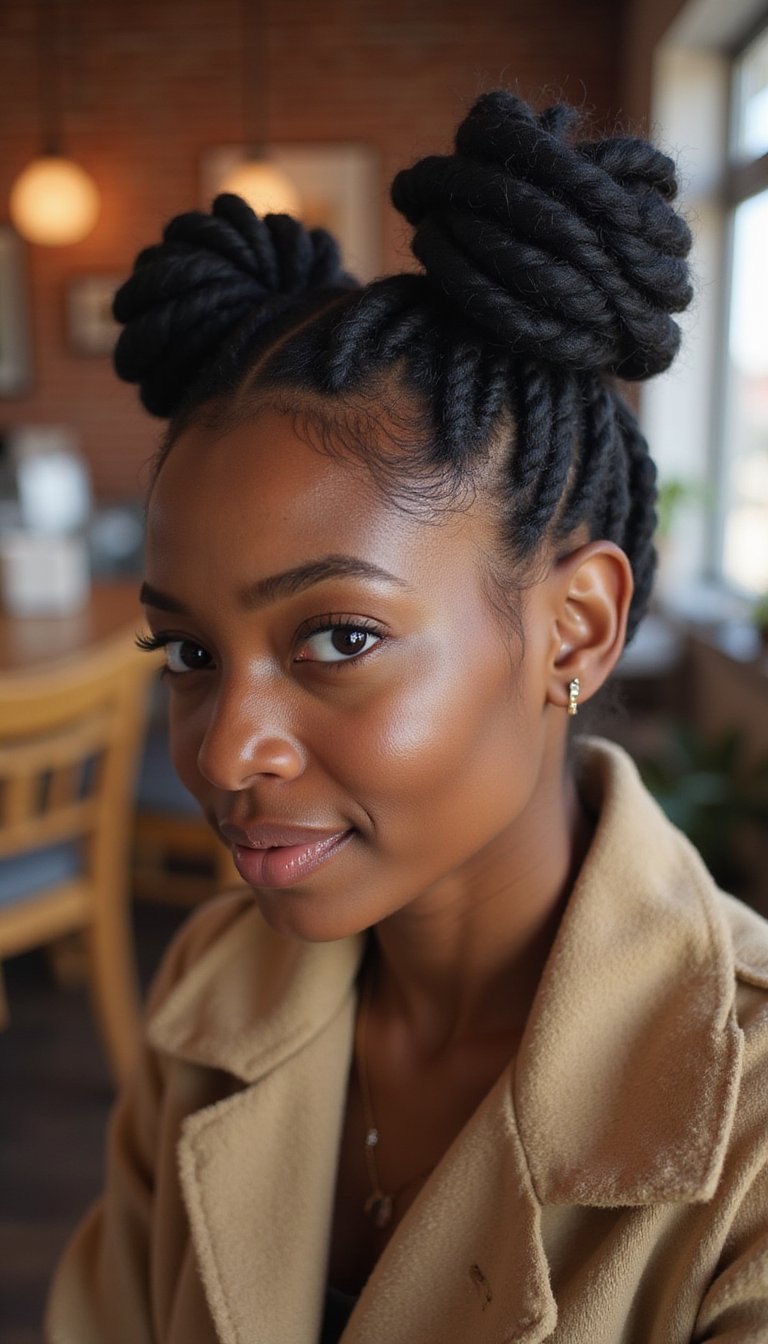 Two-Strand Twist Updo With Tucked Ends