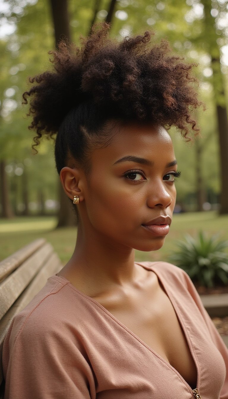 Wash-And-Go Puff Styled Updo For Effortless Day Wear